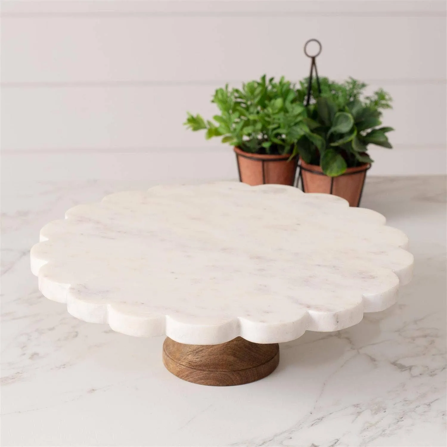Scalloped Marble Cake Stand
