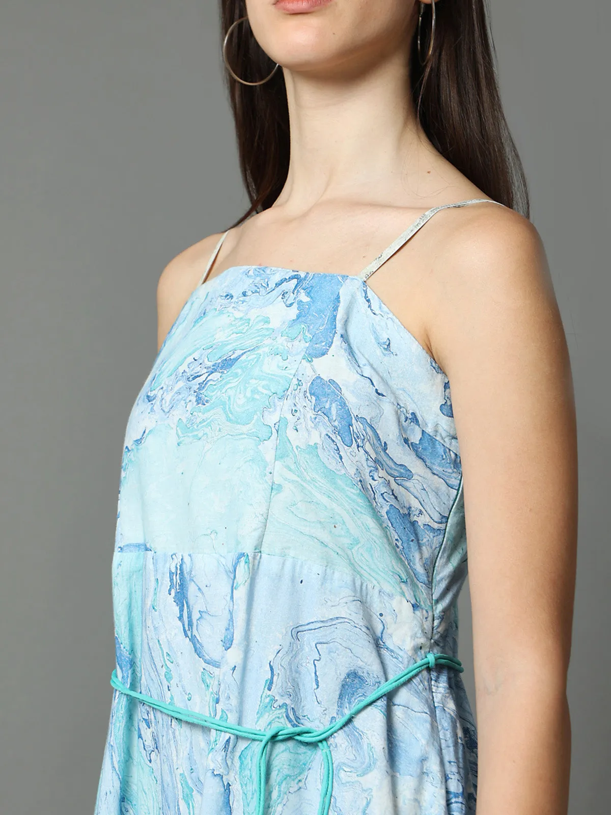 Selena Marble Strap Dress Aquamarine