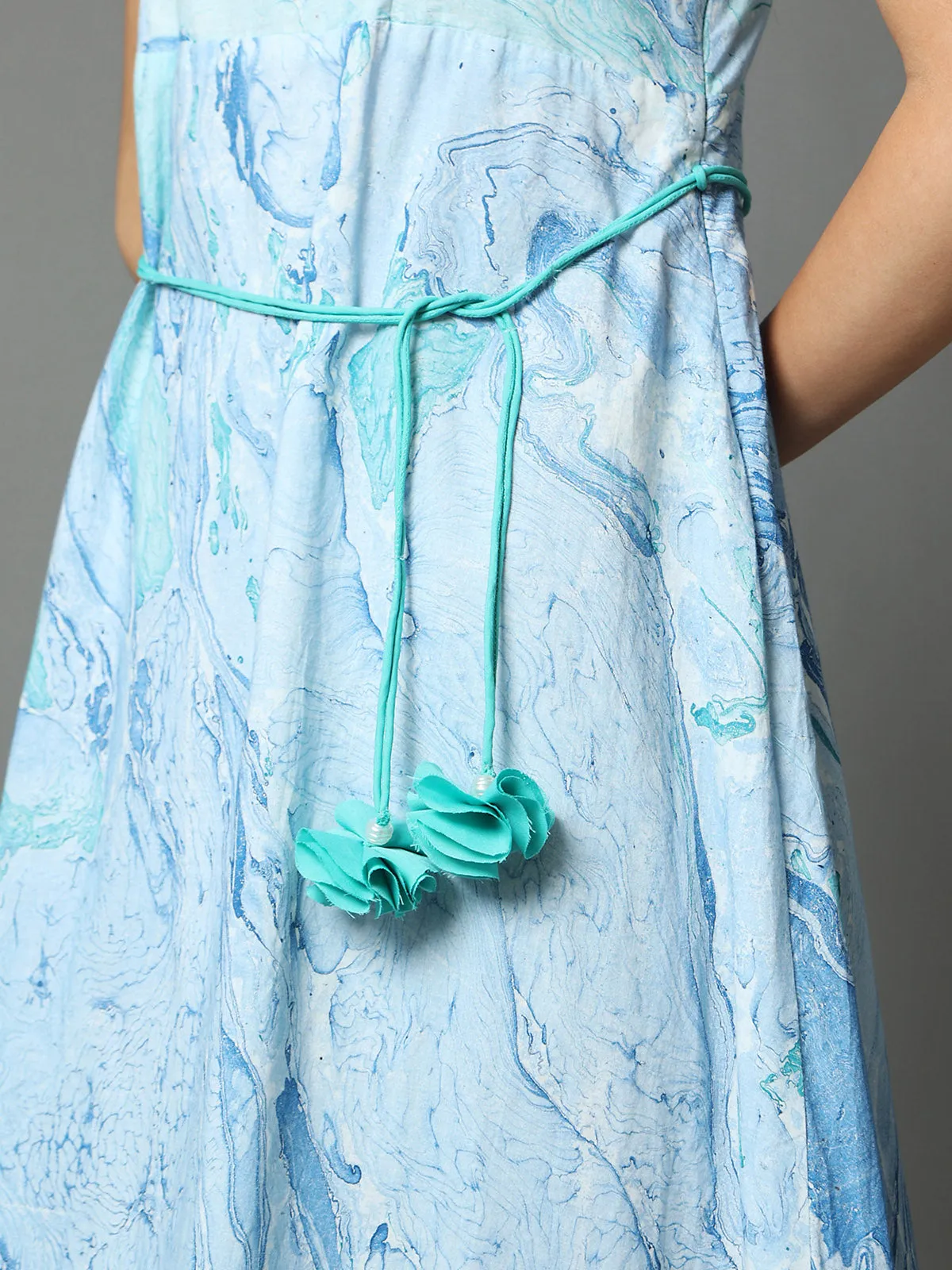 Selena Marble Strap Dress Aquamarine