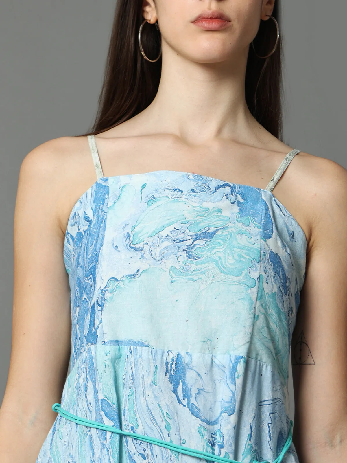 Selena Marble Strap Dress Aquamarine