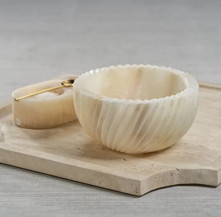 Spiraled Onyx Marble Serving Bowl