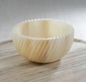 Spiraled Onyx Marble Serving Bowl
