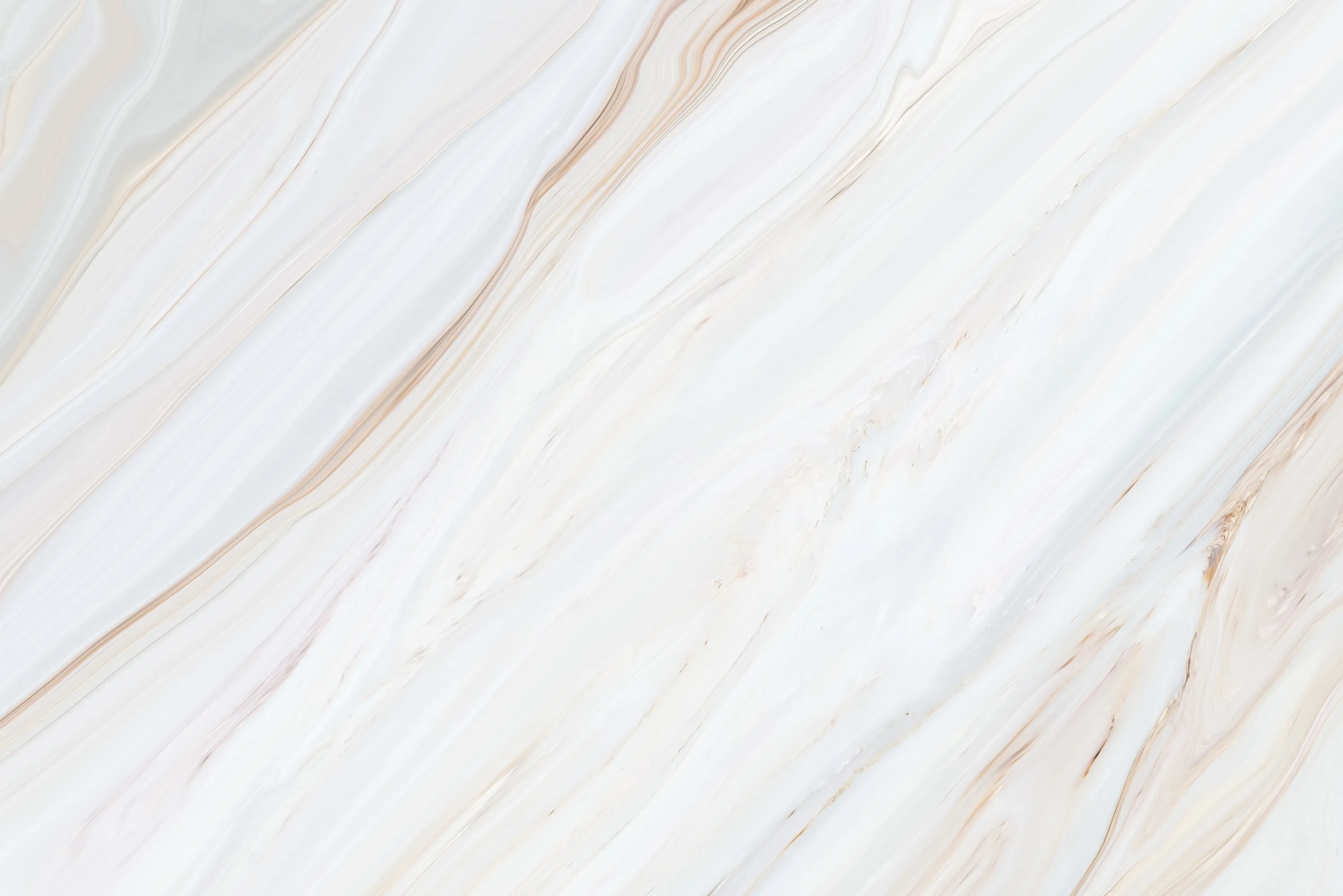 White Marble Wallpaper Mural with Swirls of cream, Taupe, and Peach