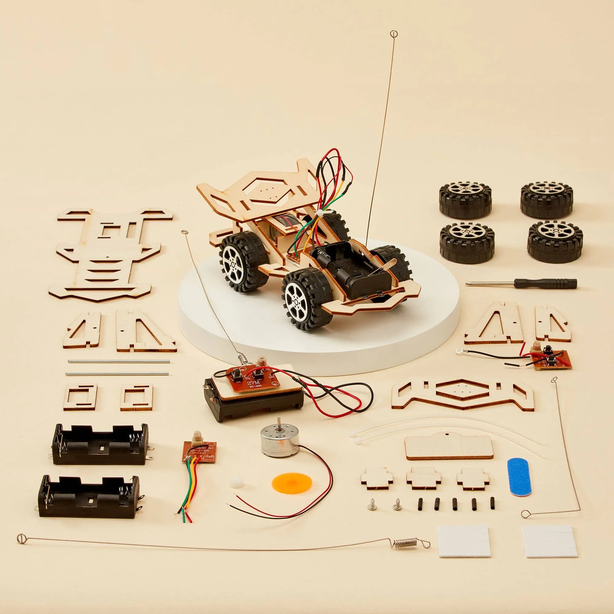 Wood Race Car DIY Kit: Radio controlled Car