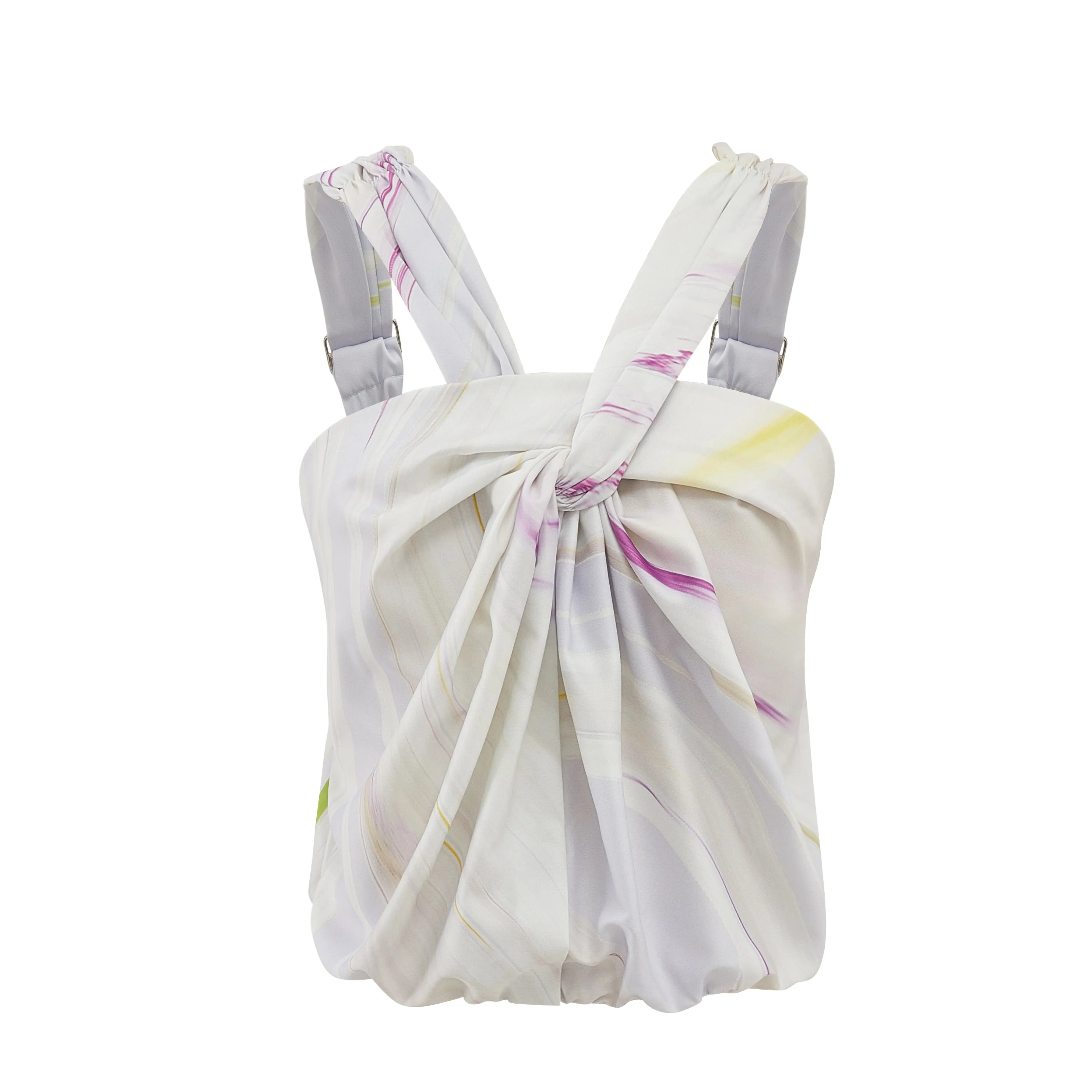 Wrap Halter Top - Marble Lilac Print